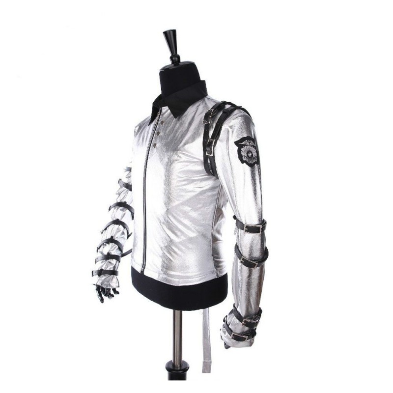 MJ Men Punk Classic Bad Tour Jacket Silver Bodysuit jacket 